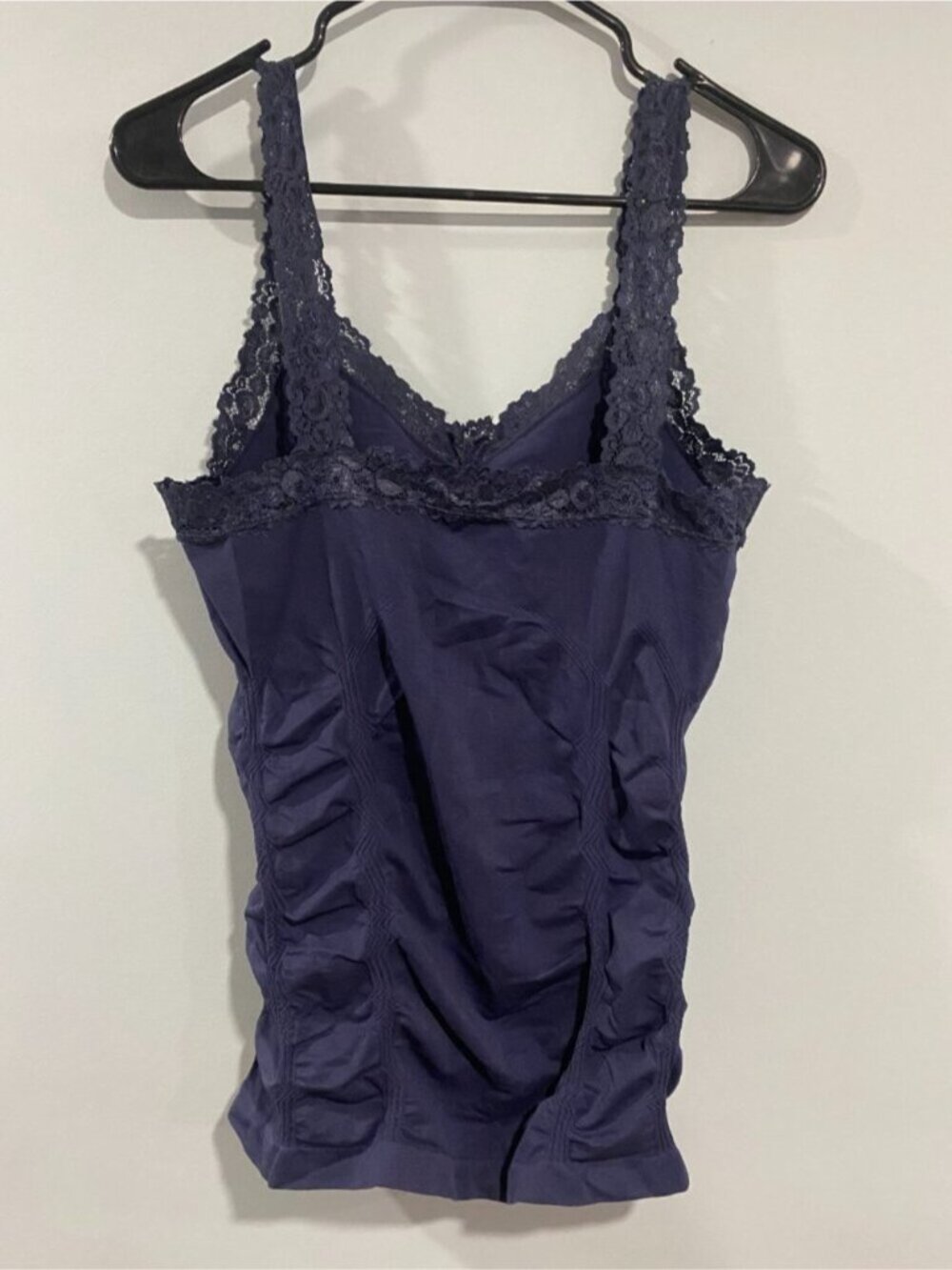 🛍️ 2/$20 ENTIRE SHOP - Y2K Lace Trim Ruched Camisole Tank Top Blue XXL Cami - Picture 2 of 4